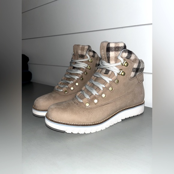 cole haan light blue plaid boots - Picture 1 of 5